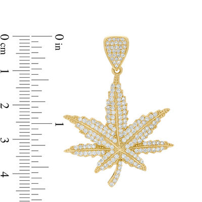 Cubic Zirconia Cannabis Leaf Necklace Charm in 10K Gold