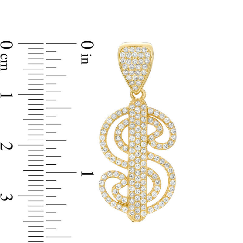 Main Image 2 of Cubic Zirconia Dollar Sign Necklace Charm in 10K Gold