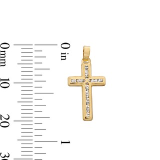 Cubic Zirconia Petite Crucifix Necklace Charm in 10K Hollow Gold