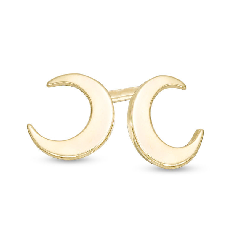 Main Image 1 of Child's Crescent Moon Stud Earrings in 10K Gold