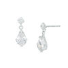 Thumbnail Image 1 of Pear-Shaped and Round Cubic Zirconia Drop Earrings in Sterling Silver