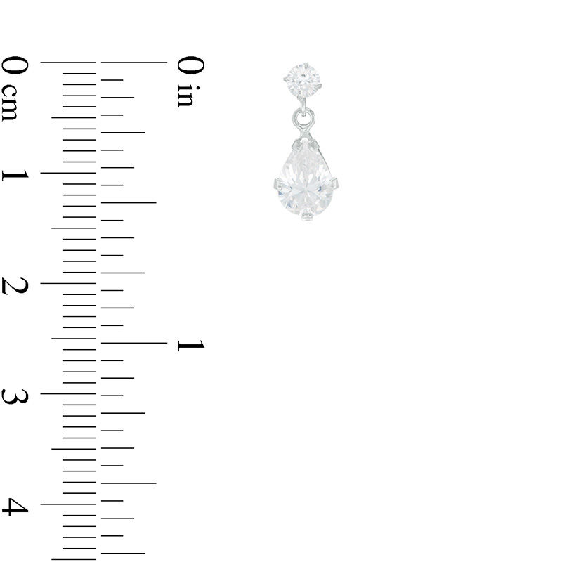 Main Image 2 of Pear-Shaped and Round Cubic Zirconia Drop Earrings in Sterling Silver