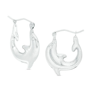 Dolphin Hoop Earrings in Sterling Silver