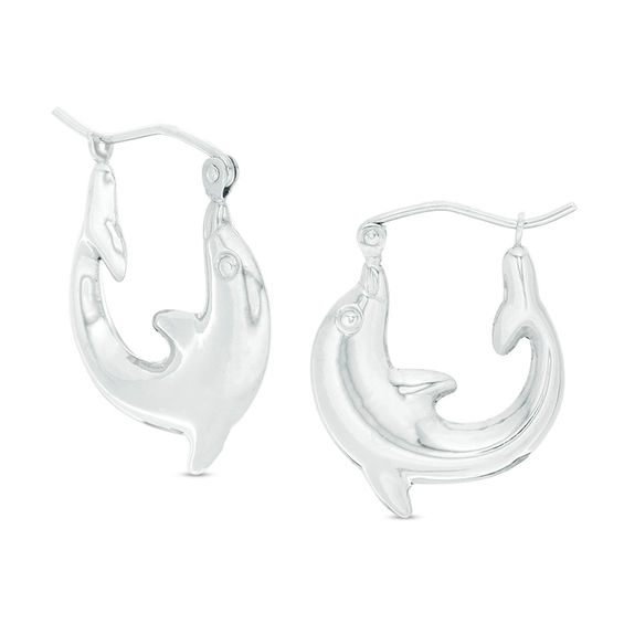 Dolphin Hoop Earrings in Sterling Silver