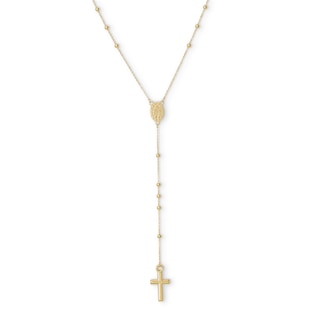 10K Solid Gold Beaded Rosary Chain - 26"