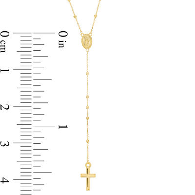 10K Solid Gold Beaded Rosary Chain - 26"