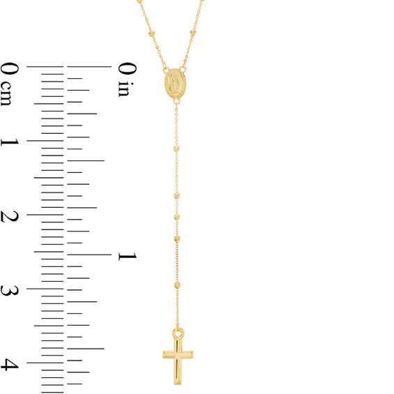 10K Solid Gold Beaded Rosary Chain - 26"