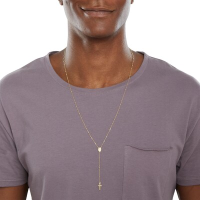 10K Solid Gold Beaded Rosary Chain - 26"
