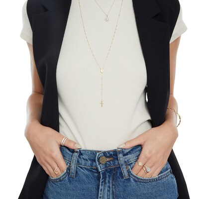 10K Solid Gold Beaded Rosary Chain - 26"