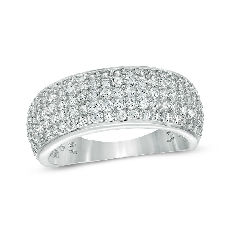 Main Image 1 of Cubic Zirconia Multi-Row Anniversary Ring in Sterling Silver - Size 7