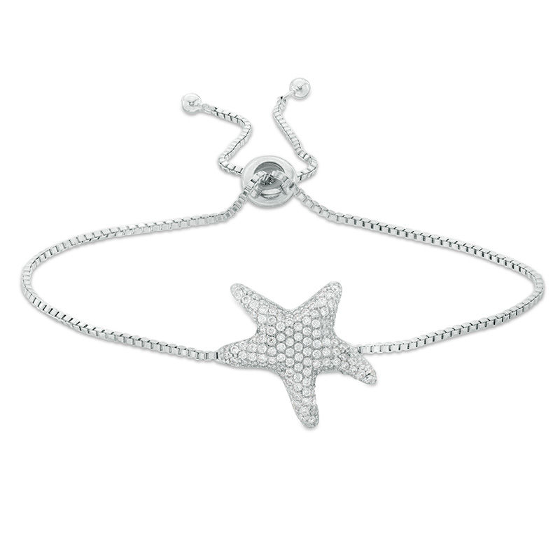 Main Image 1 of Cubic Zirconia Starfish Bolo Bracelet in Sterling Silver - 10"
