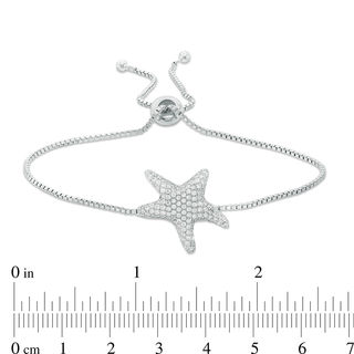 Cubic Zirconia Starfish Bolo Bracelet in Sterling Silver - 10"
