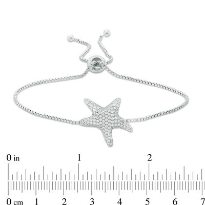 Cubic Zirconia Starfish Bolo Bracelet in Sterling Silver - 10"