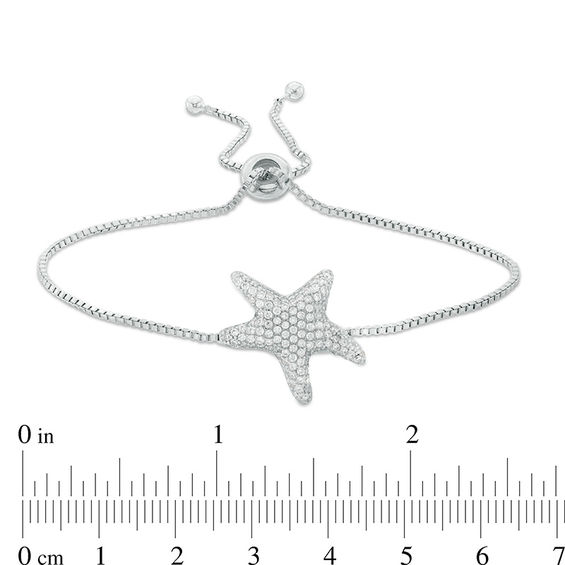 Cubic Zirconia Starfish Bolo Bracelet in Sterling Silver - 10"