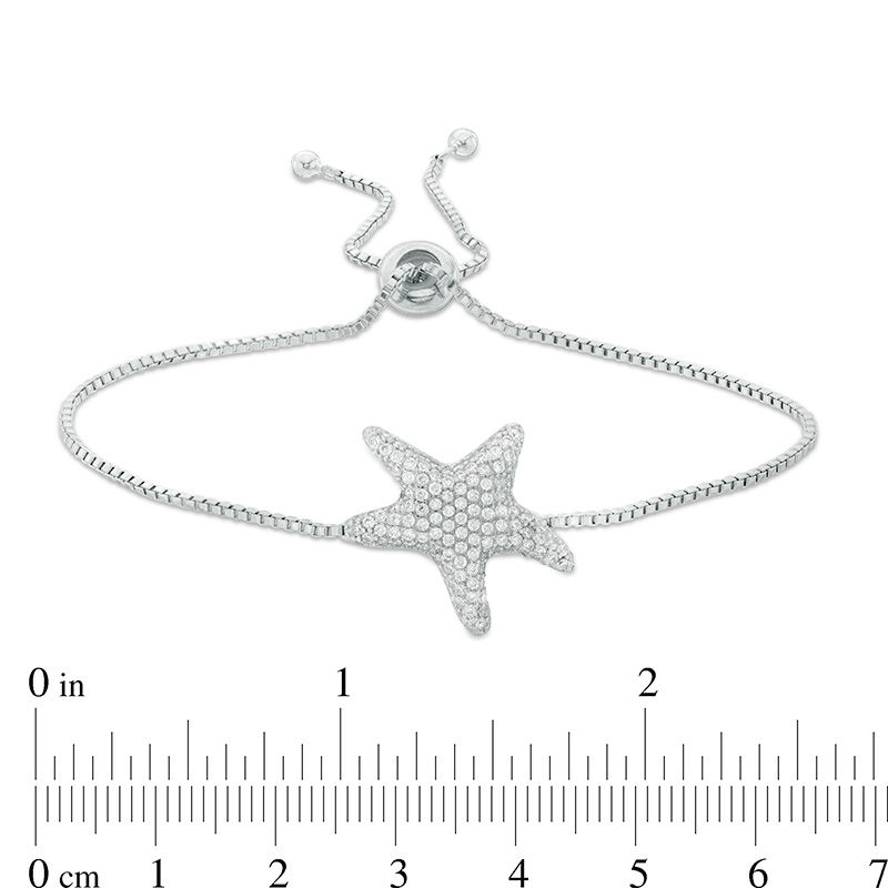 Main Image 2 of Cubic Zirconia Starfish Bolo Bracelet in Sterling Silver - 10"