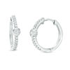 Thumbnail Image 1 of 4mm Bezel-Set Cubic Zirconia Huggie Hoop Earrings in Sterling Silver
