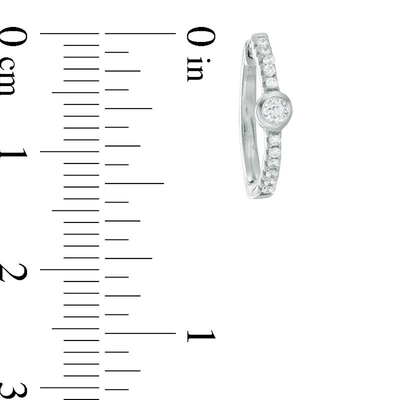 Main Image 2 of 4mm Bezel-Set Cubic Zirconia Huggie Hoop Earrings in Sterling Silver