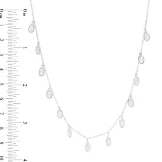Oval Cubic Zirconia Dangle Station Necklace in Sterling Silver