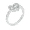 Thumbnail Image 1 of Cubic Zirconia Pavé Heart Ring in Sterling Silver - Size 7