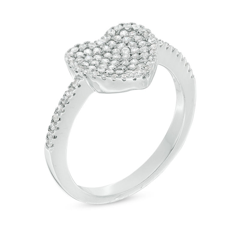 Cubic Zirconia Pavé Heart Ring in Sterling Silver - Size 7