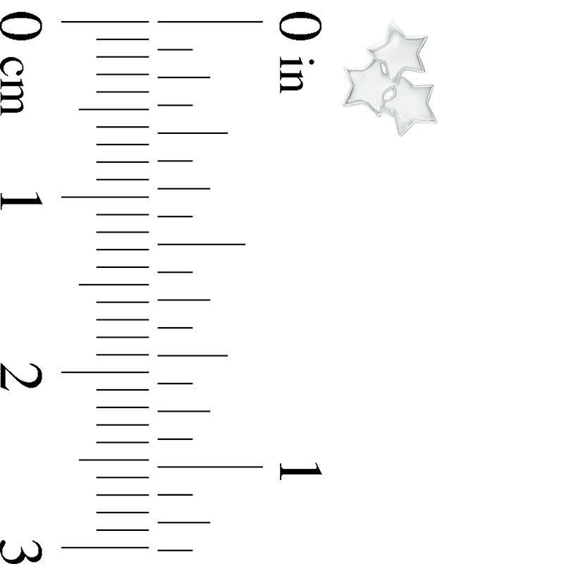 Main Image 2 of Star Trio Stud Earrings in Sterling Silver