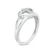 Thumbnail Image 1 of Diamond Accent Heart with Cross Split Shank Ring in Sterling Silver - Size 7