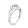 Thumbnail Image 2 of Diamond Accent Heart with Cross Split Shank Ring in Sterling Silver - Size 7
