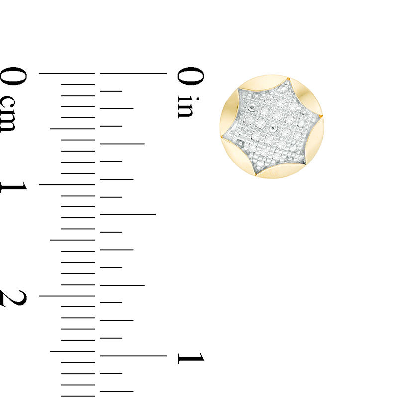 Main Image 2 of 1/10 CT. T.W. Composite Diamond Six-Point Star Cut-Out Round Stud Earrings in 10K Gold