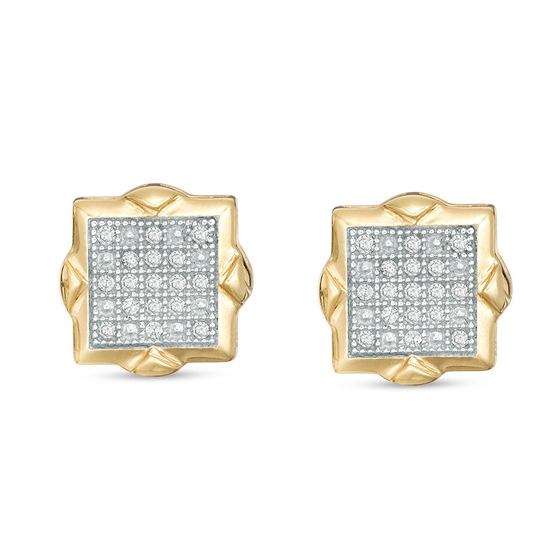 Main Image 1 of 1/10 CT. T.W. Square Diamond Composite Stud Earrings in 10K Gold