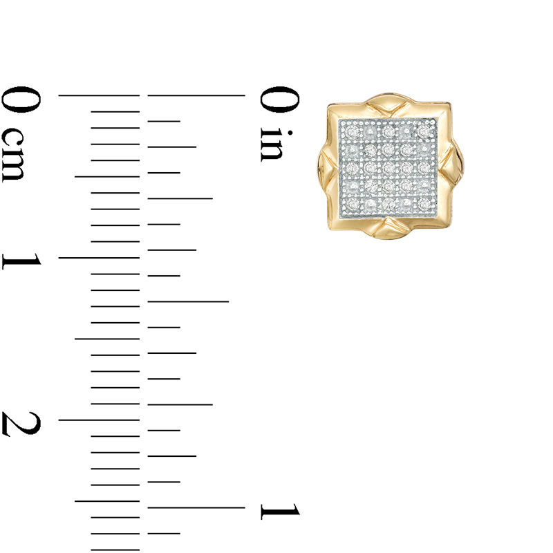 Main Image 2 of 1/10 CT. T.W. Square Diamond Composite Stud Earrings in 10K Gold