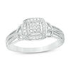 Thumbnail Image 1 of 1/8 CT. T.W. Princess-Cut Composite Diamond Frame Multi-Row Vintage-Style Promise Ring in Sterling Silver - Size 7