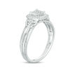 1/8 CT. T.W. Princess-Cut Composite Diamond Frame Multi-Row Vintage-Style Promise Ring in Sterling Silver - Size 7