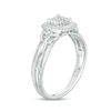Thumbnail Image 2 of 1/8 CT. T.W. Princess-Cut Composite Diamond Frame Multi-Row Vintage-Style Promise Ring in Sterling Silver - Size 7