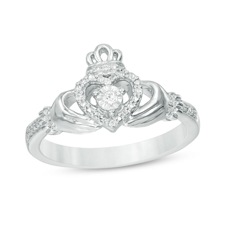 Diamond Accent Claddagh Ring in Sterling Silver