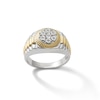 Thumbnail Image 0 of 1/20 CT. T.W. Composite Diamond Frame Ribbed Ring in Sterling Silver and 14K Gold Plate