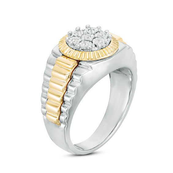 1/20 CT. T.W. Composite Diamond Frame Ribbed Ring in