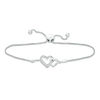 Thumbnail Image 1 of Diamond Accent Interlocking Double Heart Bolo Bracelet in Sterling Silver - 9.5"