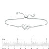 Thumbnail Image 2 of Diamond Accent Interlocking Double Heart Bolo Bracelet in Sterling Silver - 9.5"
