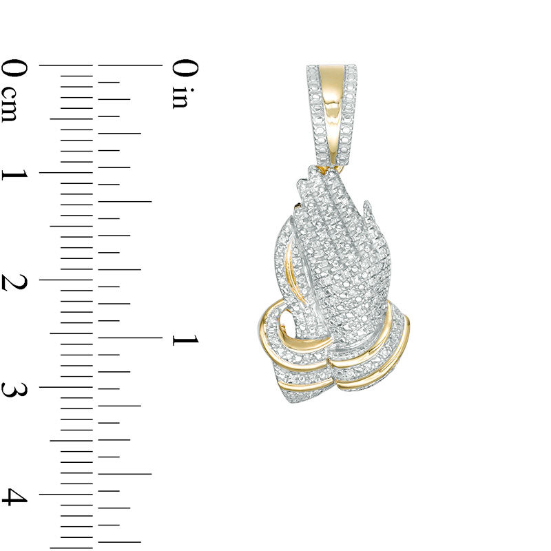 1/10 CT. T.W. Diamond Praying Hands Necklace Charm in Sterling Silver with  14K Gold Plate