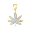 1/10 CT. T.W. Diamond Cannabis Leaf Necklace Charm in Sterling Silver with 14K Gold Plate