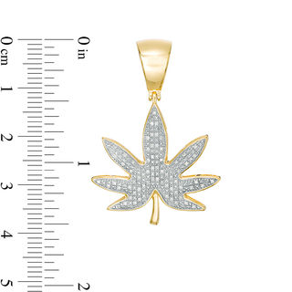 1/10 CT. T.W. Diamond Cannabis Leaf Necklace Charm in Sterling Silver with 14K Gold Plate