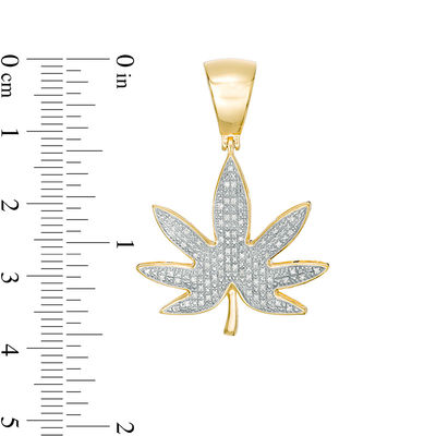 1/10 CT. T.W. Diamond Cannabis Leaf Necklace Charm in Sterling Silver with 14K Gold Plate