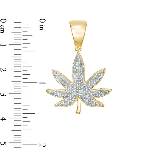 1/10 CT. T.W. Diamond Cannabis Leaf Necklace Charm in Sterling Silver with 14K Gold Plate