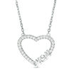 Thumbnail Image 1 of Cubic Zirconia "MOM" Heart Necklace in Sterling Silver - 17.75"