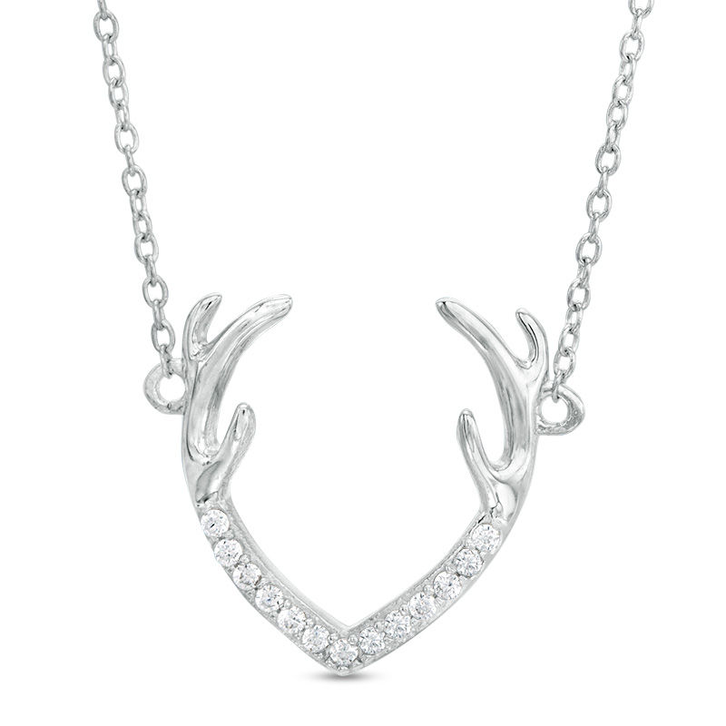 Main Image 1 of Cubic Zirconia Antlers Necklace in Sterling Silver