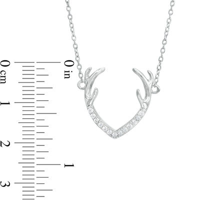 Cubic Zirconia Antlers Necklace in Sterling Silver