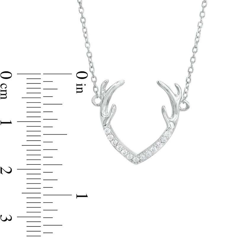 Cubic Zirconia Antlers Necklace in Sterling Silver