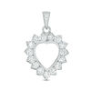 Thumbnail Image 1 of Cubic Zirconia Shadow Heart Necklace Charm in Sterling Silver