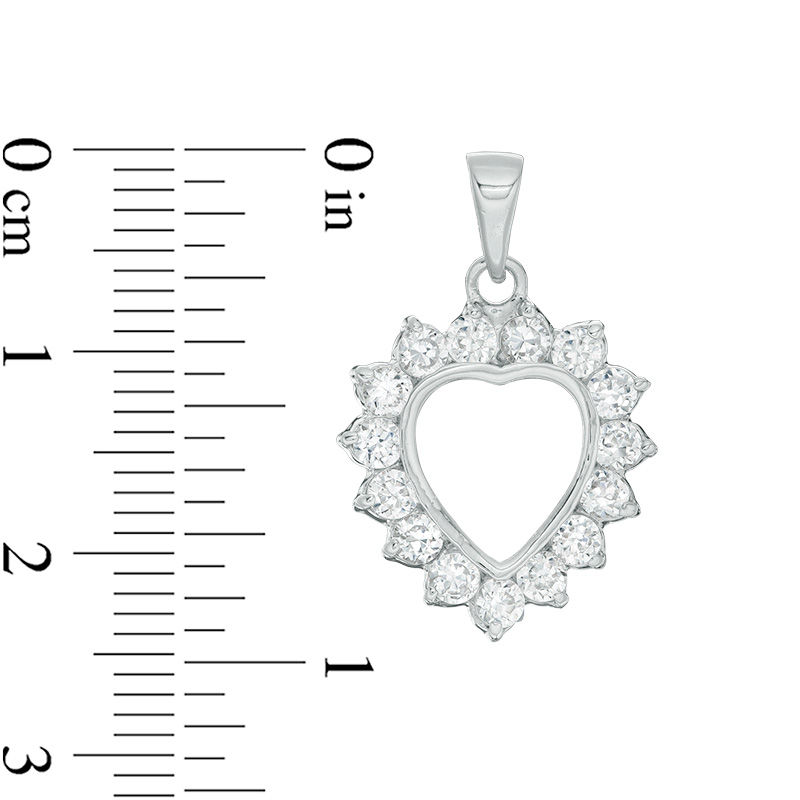 Main Image 2 of Cubic Zirconia Shadow Heart Necklace Charm in Sterling Silver