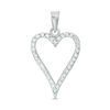 Thumbnail Image 0 of Cubic Zirconia Elongated Heart Outline Necklace Charm in Sterling Silver